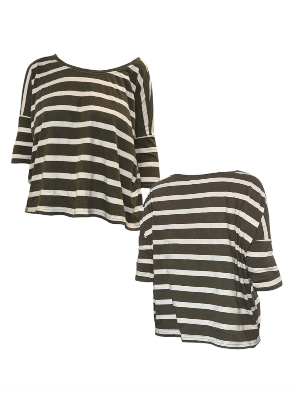 Divided Olive & Cream Striped Long Sleeve Tee